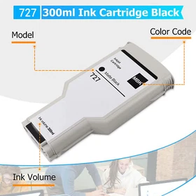 NEW for HP 727 732 Dye Ink Matte Black Cartridge Printers T900 T2600 T1500 T1600