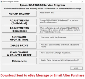 Epson Plotter Service Program SureColor F2000 + Service Manual