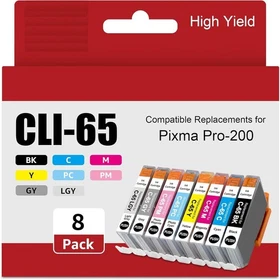 8 Pack Compatible For Canon CLI-65 Color Ink for PIXMA Pro-200 Printer #4215C007