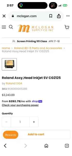6000005286 ROLAND Head Inkjet Sv Print