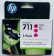Genuine HP 711 3-Pack Magenta DesignJet Ink Cartridges CZ135A - Sealed Exp 9/21