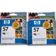 HP 57 Tri-color Ink Cartridges Lot of 2 NOS New Expired 2007