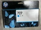 GENUINE HP 727 Cyan DesignJet Ink Cartridge 130-ml B3P19A -SEALED BOX -Exp 2020