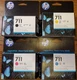 Set of 4 Genuine HP 711 Ink Cartridges 38ml Black 29ml Cyan Magenta Yellow 2027!