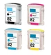 4 x Cartridges Set for HP Designjet 510 510PS / No. 82 CH565A CH566A CH567A