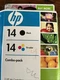 HP 14 Black & Tri-Color Ink Cartridges Combo Pack Ink Sealed Expired 2010