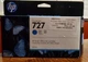 New Genuine HP 727 Cyan Ink Cartridge B3P19A Dated 03/2023 - Factory Sealed Box