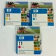Lot of 3 HP 11 Ink Cartridges Magenta C4837A Cyan C4836A Yellow C4838A Exp. 2008