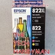 4-PACK EPSON GENUINE 822XL BLACK & 822 COLOR INK (NO RETAIL BOX) WF-3820 WF-3823